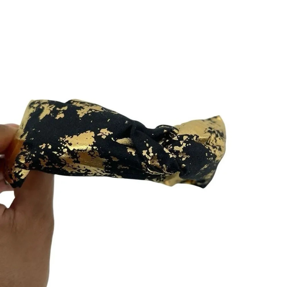Black Gold Statement Headband Twist Knot Wide Glam Metallic Hair Accessory New
